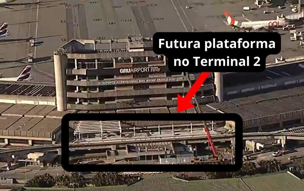 Obras do Aeromóvel no Terminal 2 do Aeroporto de Guarulhos