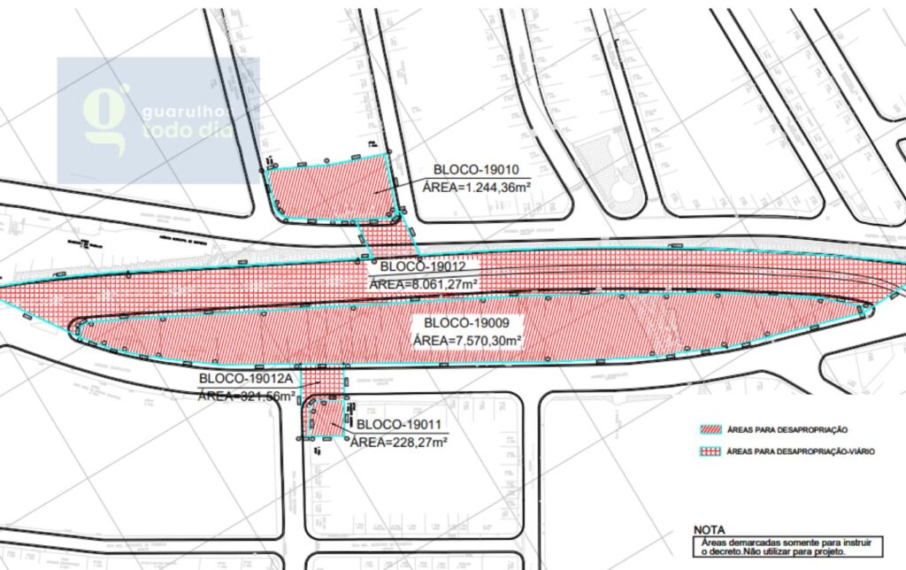 Área de desapropriação da futura estação Vila Augusta, da Linha 19-Celeste