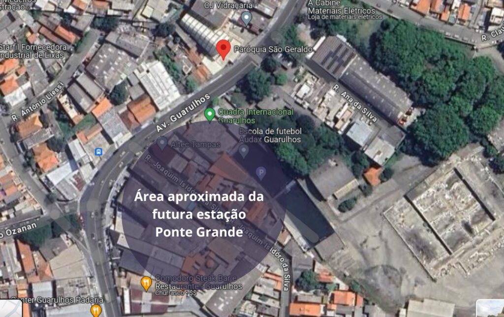Onde vai ficar a estação Ponte Grande, da linha 2-Verde.