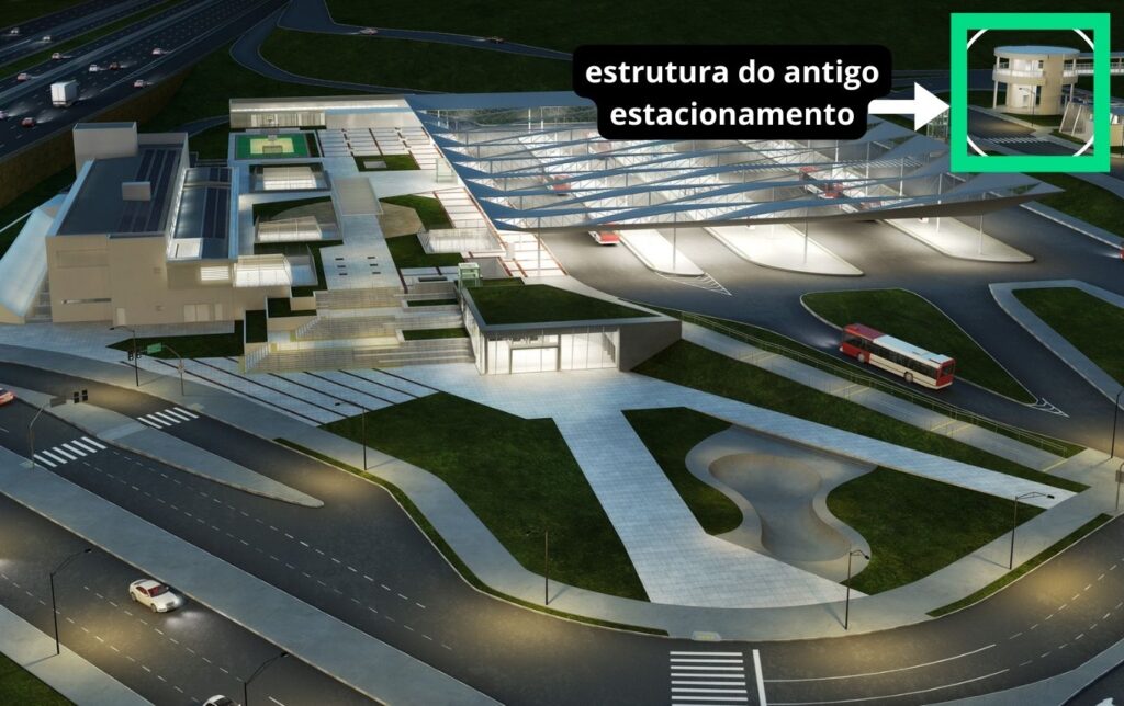 Projeto da Linha 2-Verde do Metrô em Guarulhos: estação Dutra ao lado do Internacional