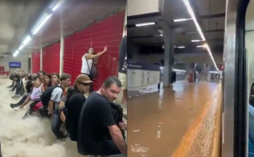 Chuva forte fecha estação Tucuruvi do Metrô e alaga a Dutra em Guarulhos