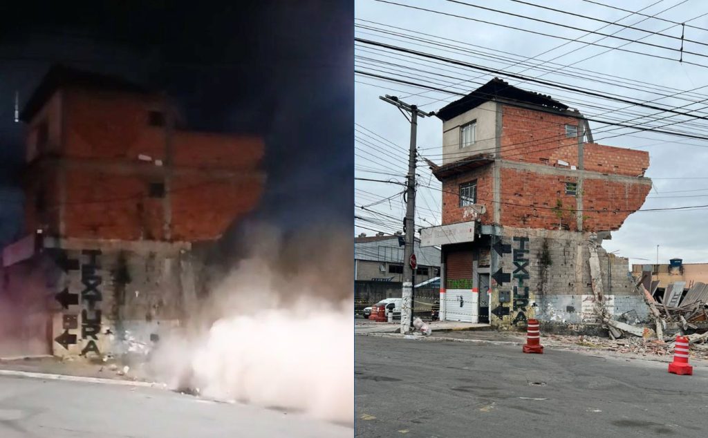 Desespero: Veja o momento que sobrado residencial desaba no Jardim Presidente Dutra